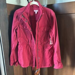 Vibrant Pink/Red Utility Jacket by [Brand]